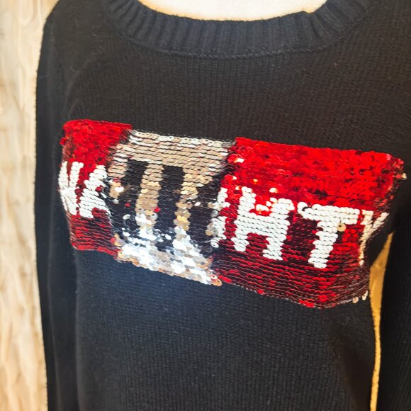 Francesca’s Naughty/Nice Flip Sequin Sweater – Black – Size M - Picture 4 of 4